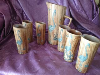 JARRON Y VASOS CERAMICA ANTIGUOS