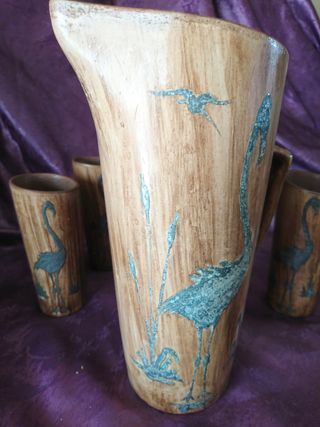 JARRON Y VASOS CERAMICA ANTIGUOS