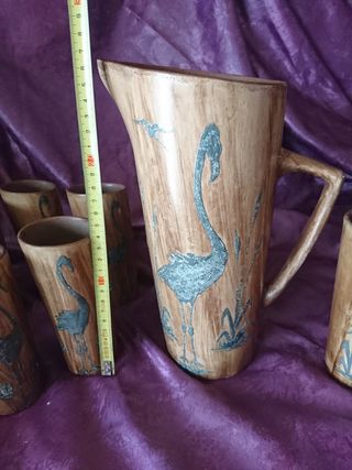 JARRON Y VASOS CERAMICA ANTIGUOS