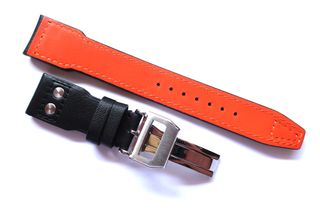 Correa 22mm Pilot Piel Negra Naranja 22/18mm IWC