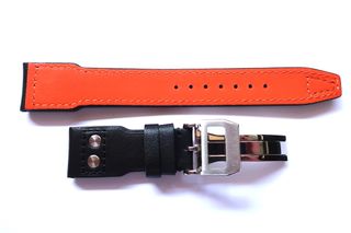 Correa 22mm Pilot Piel Negra Naranja 22/18mm IWC