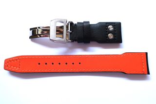 Correa 22mm Pilot Piel Negra Naranja 22/18mm IWC