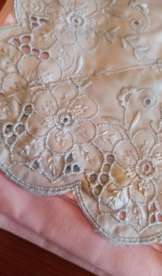 Juego de sabanas vintage, color rosa y p/ celeste