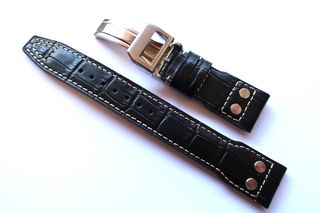 Correa 21mm Pilot piel Negra Beige 21/18mm tip IWC