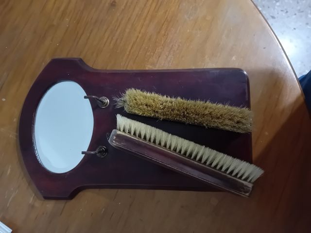 Espejo colgador cepillos antiguo