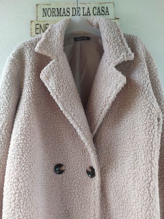 Abrigo largo , imitación de piel de borrego mujer