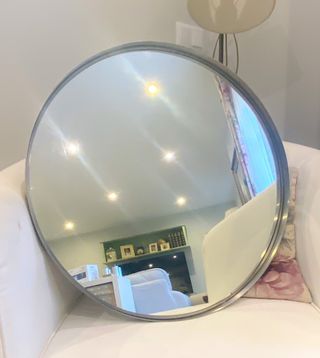 Espejo Plateado vintage circular