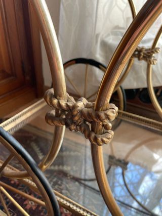 Bar carrello vintage in ottone e vetro