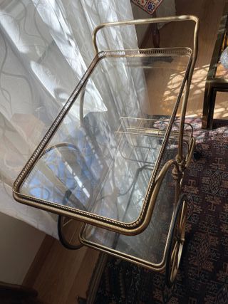 Bar carrello vintage in ottone e vetro