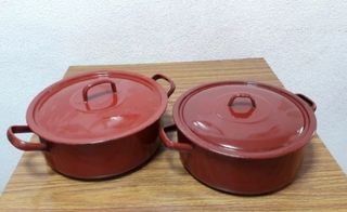 2 Cacerolas antiguas grandes porcelana esmaltada
