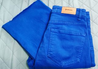 Pantalón campana cintura alta azul