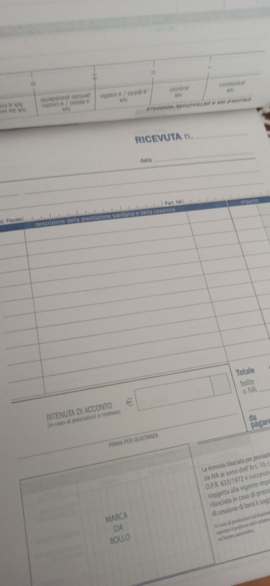 blocco ricevuta fattura sanitaria