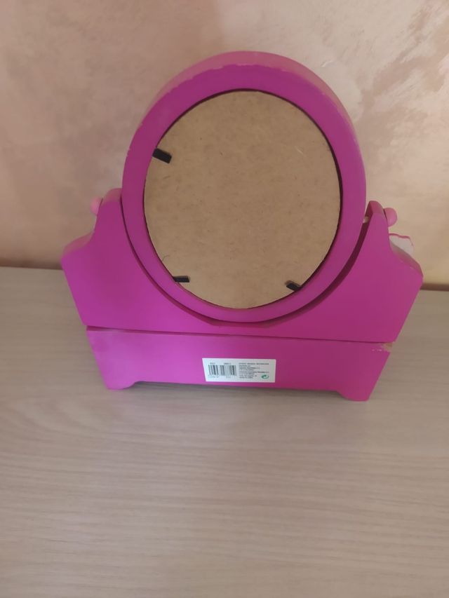 Portagioie con specchio e cassetti in legno