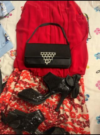 Vestido fiesta, regalo bolso y zapatos