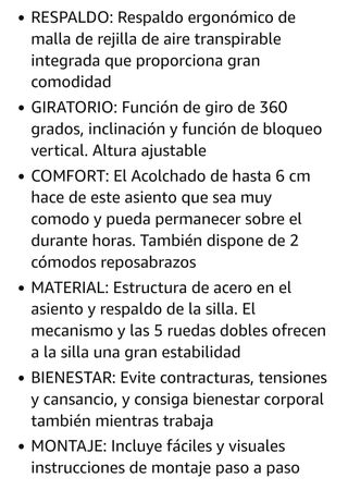 Silla escritorio NUEVA. RUEDAS GOMA antirralladura