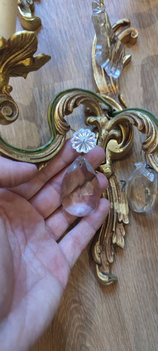 3 apliques franceses bronce y cristal