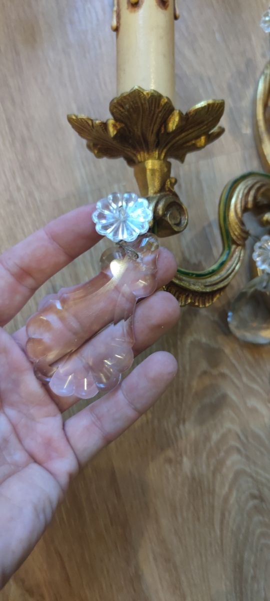 3 apliques franceses bronce y cristal