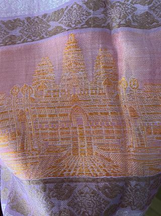 Pañuelo fular rosa de seda Angkor Wat