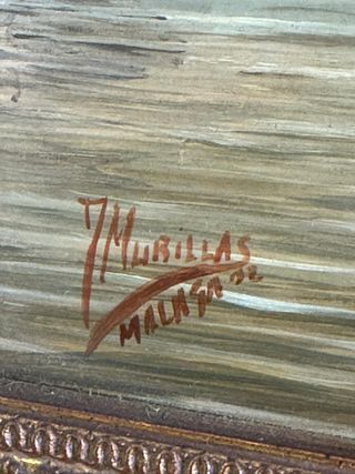 Óleo sobre tabla Puerto de Málaga