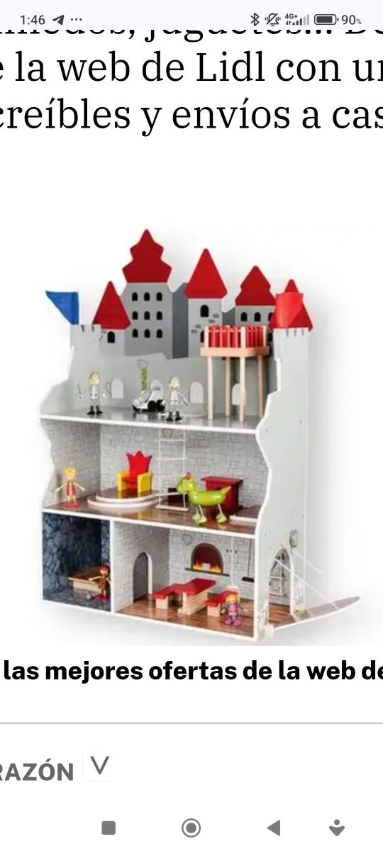 Castillo de madera ,DE UN METRO DE ALTO ,con perso