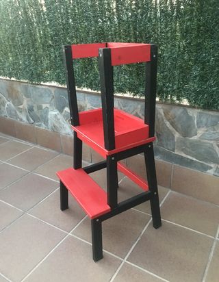 Taburete escalera con plataforma barandilla