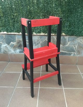 Taburete escalera con plataforma barandilla
