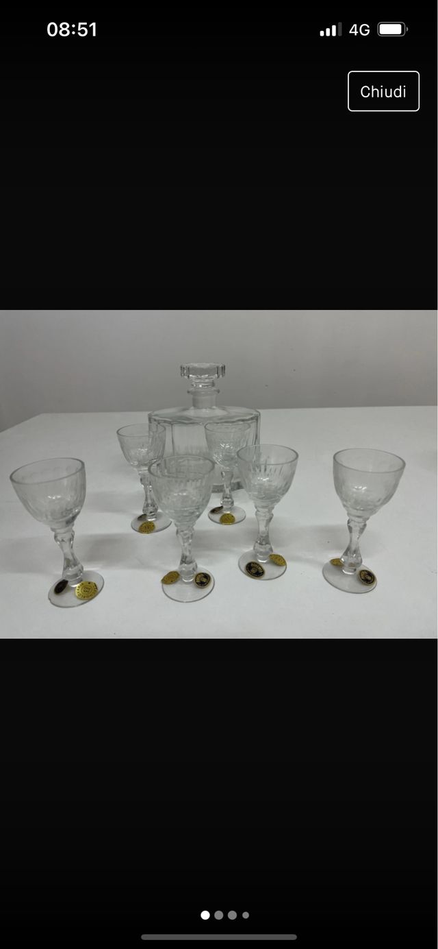 set  bicchierie bottiglia in cristsllo di bohemia