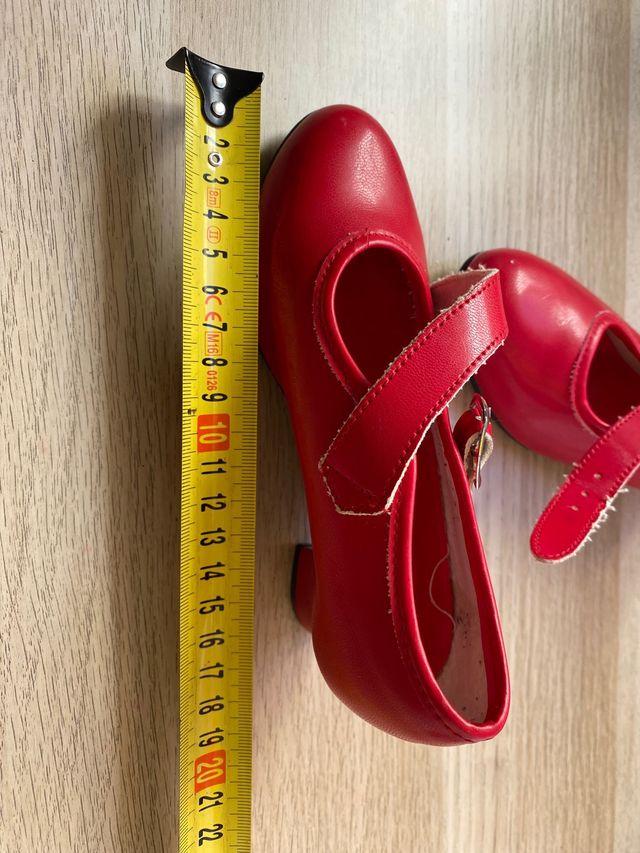 Zapatos tacón flamenco rojo 29 baile niña
