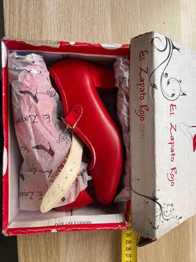 Zapatos tacón flamenco rojo 29 baile niña