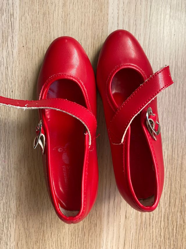 Zapatos tacón flamenco rojo 29 baile niña