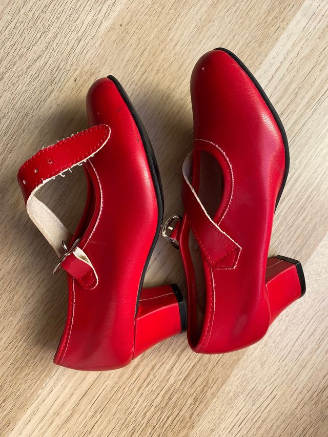 Zapatos tacón flamenco rojo 29 baile niña