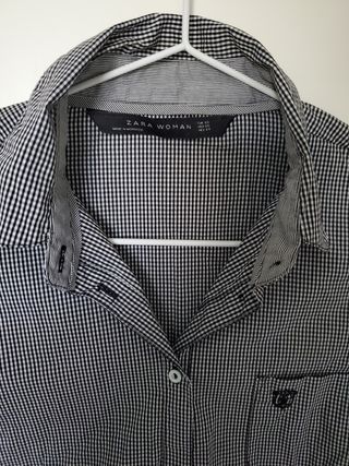 Camisa de cuadritos negra y blanca Zara