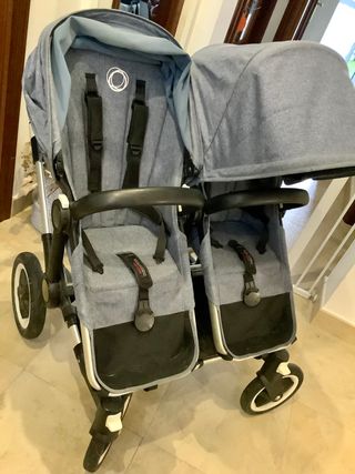 Carro Bugaboo Donkey 2 Gemelar Azul Melange