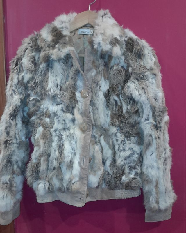 Chaquetón de piel de blanco