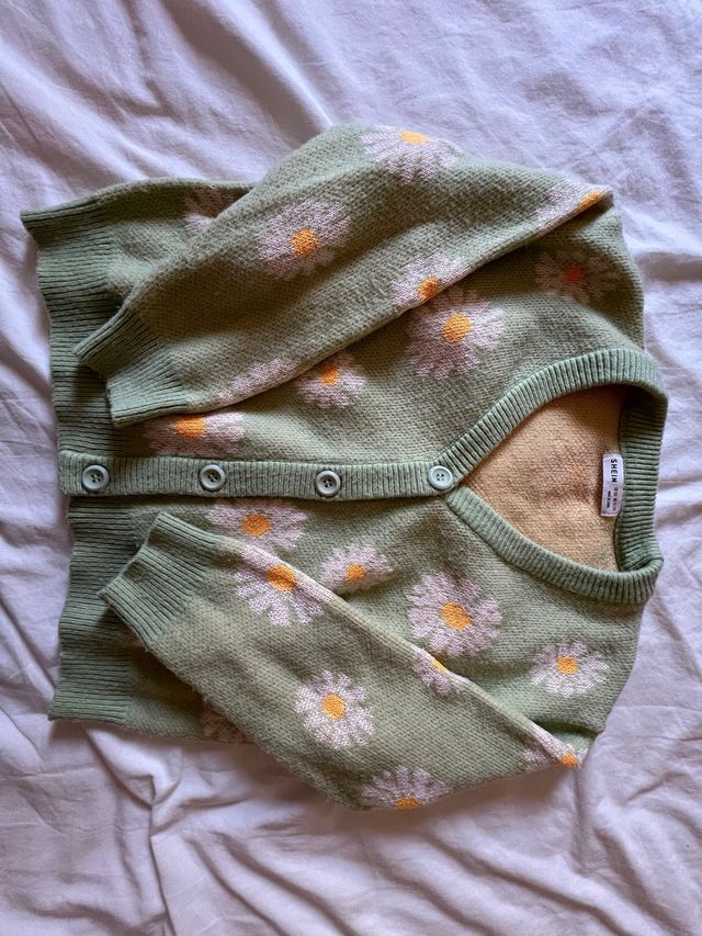 Rebeca verde con margaritas niña T. 11 años