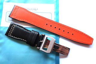 Correa 21mm Pilot Piel Negra Naranja 21/18mm IWC