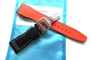 Correa 21mm Pilot Piel Negra Naranja 21/18mm IWC