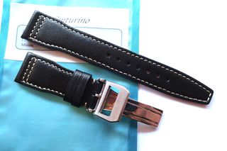 Correa 21mm Pilot Piel Negra Naranja 21/18mm IWC