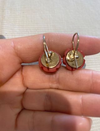 Pendientes vintage flores coral