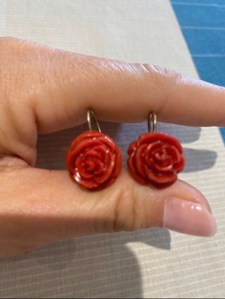Pendientes vintage flores coral