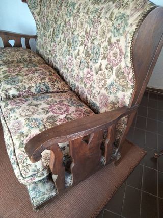 Sofá con dos sillones de madera (Rustico)