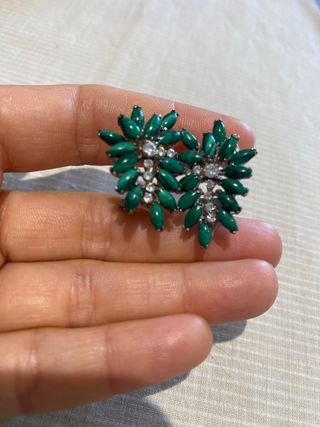 Pendientes plata malaquita y circonitas