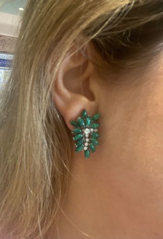 Pendientes plata malaquita y circonitas