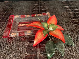 Stella di natale e piattino in vetro di murano