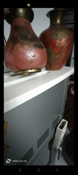 Set vasi in ottone dipinto a mano