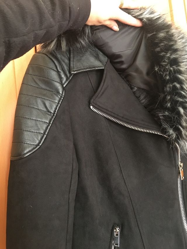 abrigo negro cuello pelo