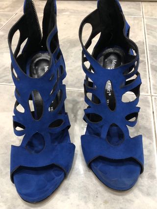 Scarpe sandali blu 36 vera pelle Mercante di fiori