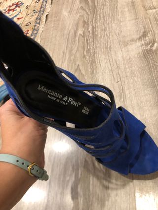 Scarpe sandali blu 36 vera pelle Mercante di fiori