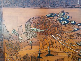 Pareja cuadros pirograbados 114x72 antiguos