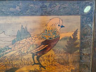 Pareja cuadros pirograbados 114x72 antiguos